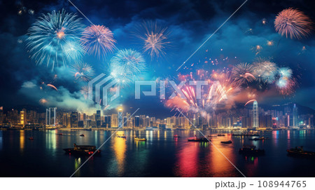 Hong Kong Happy New Year Festival and Firework Hong Kong Happy New Year Festival and Firework 108944765