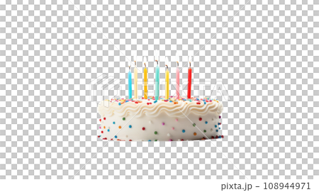 Cake with birthday candles on the transparent background Cake with birthday candles on the transparent background 108944971