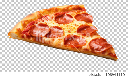 Slice of fresh Italian classic original Pepperoni Pizza transparent background Slice of fresh Italian classic original Pepperoni Pizza transparent background 108945110