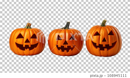 Halloween Pumpkins on the transparent backgrounds 108945111
