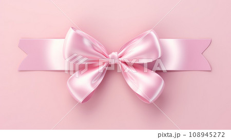 Heart shape and ribbon on pastel pink background 108945272