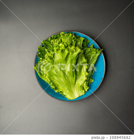 ingredients for bulgogi with salads, beef and lettuce, top view 108945682