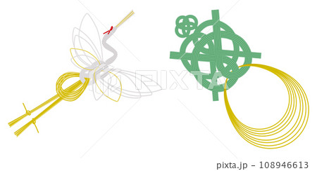 縁起のいい鶴と亀の水引 和風 ベクターイラストレーション 縁起のいい鶴と亀の水引 和風 ベクターイラストレーション 108946613
