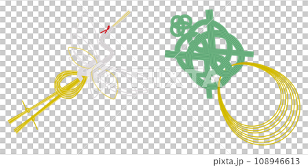 縁起のいい鶴と亀の水引 和風 ベクターイラストレーション 縁起のいい鶴と亀の水引 和風 ベクターイラストレーション 108946613