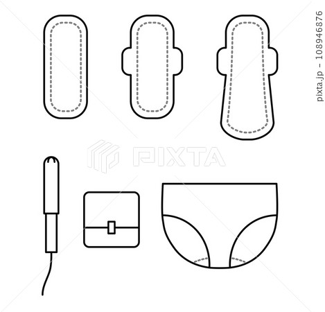 生理用品の線画イラスト(塗り無し) 生理用品の線画イラスト(塗り無し) 108946876