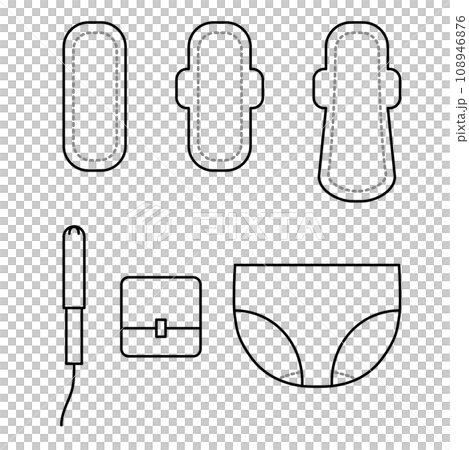 生理用品の線画イラスト(塗り無し) 生理用品の線画イラスト(塗り無し) 108946876