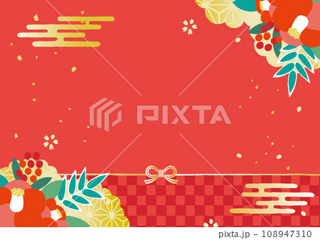 正月背景 椿の水引きイラスト 正月背景 椿の水引きイラスト 108947310