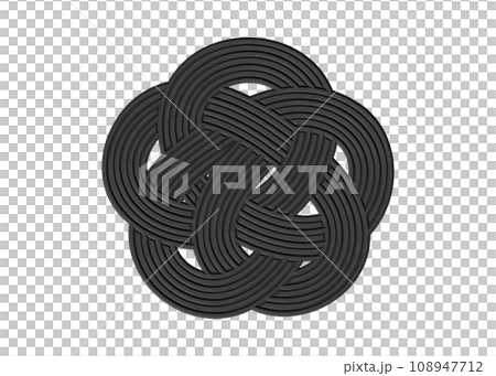 Ume knot black ink monochrome monotone Mizuhiki string 3D illustration icon material 108947712