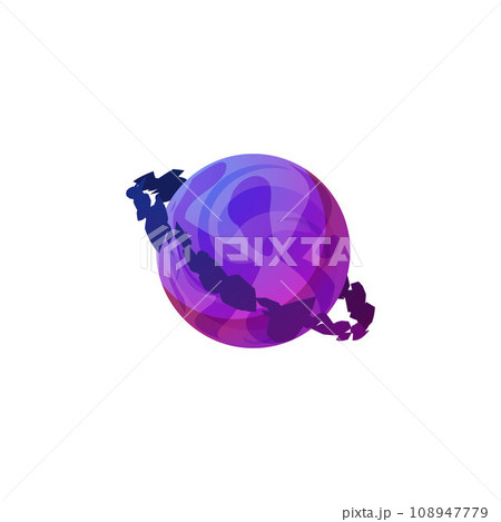 Fantasy purple planet, fantastic space from alien universe vector isolated illustration, cosmic element for game design 108947779