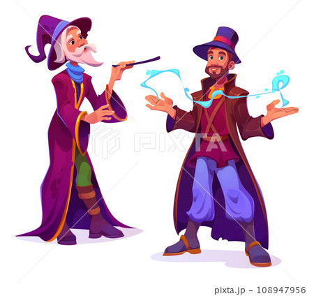 Male wizard and illusionist characters set Male wizard and illusionist characters set 108947956