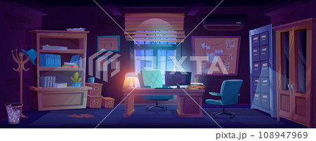 Detective room or police office interior at night 108947969