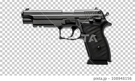 A black pistol on the transparent background 108948156