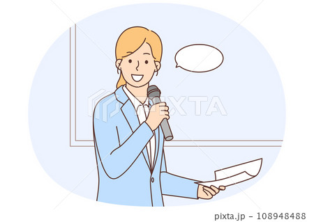 Smiling businesswoman make presentation 108948488