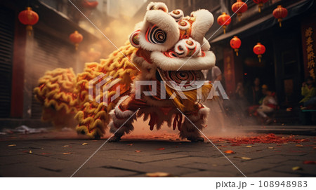 lion dance in Chinese cultures lion dance in Chinese cultures 108948983