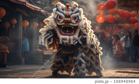 lion dance in Chinese cultures lion dance in Chinese cultures 108948984