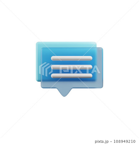 3D social message blue icon, chat or online message communication, realistic SMS symbol for user ui ux app web interface 108949210