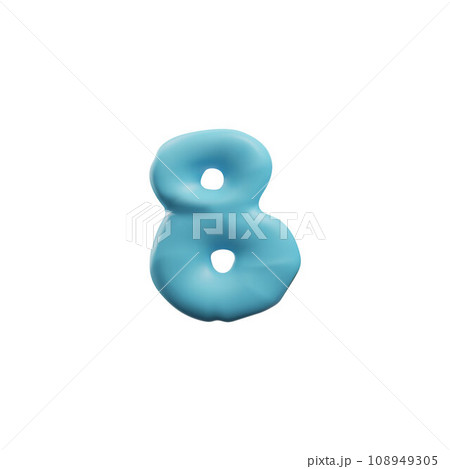 Realistic blue plasticine number eight, vector 3D numeric symbol 8 from dough texture, child creation modeling sculpting Realistic blue plasticine number eight, vector 3D numeric symbol 8 from dough texture, child creation modeling sculpting 108949305