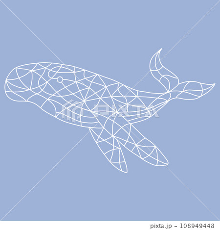 Whale Icon Illustration Isolated on Blue Background. Whale Icon Illustration Isolated on Blue Background. 108949448