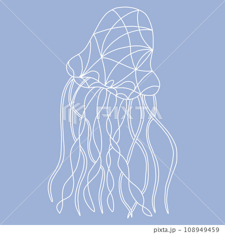 Outline Illustration of Jellyfish in Stained Glass Window Style. 108949459