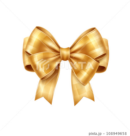 Gold Ribbon Bow on isolated background,Shiny Elegance for Celebrations and Victories.Created with Generative AI technology. 108949658