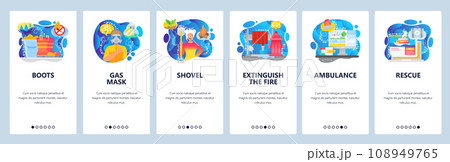 Mobile app onboarding screens. Fire figthing...のイラスト素材 [108949765] - PIXTA
