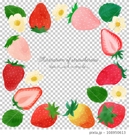 Watercolor strawberry frame (white) Watercolor strawberry frame (white) 108950613
