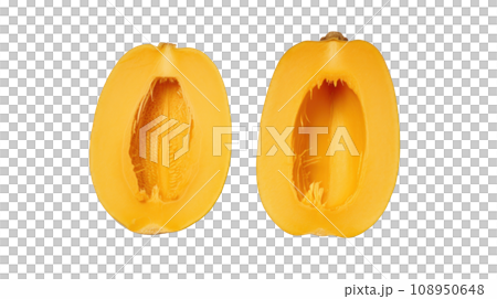 Butternut cut in half on a transparent background Butternut cut in half on a transparent background 108950648
