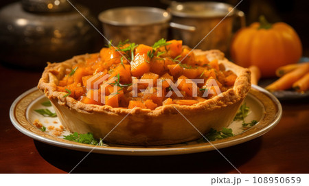 Butternut pie in a plate 108950659