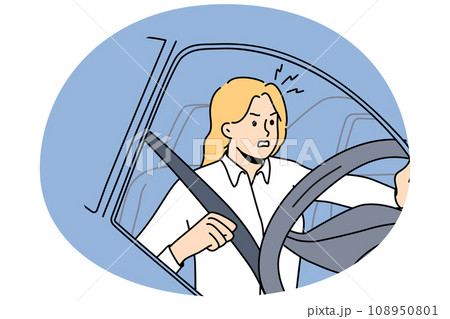 Furious woman beep in traffic Furious woman beep in traffic 108950801