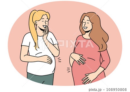 Smiling pregnant women with big bellies 108950808