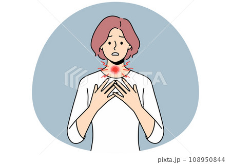 Unhealthy woman suffer from thyroid problems 108950844