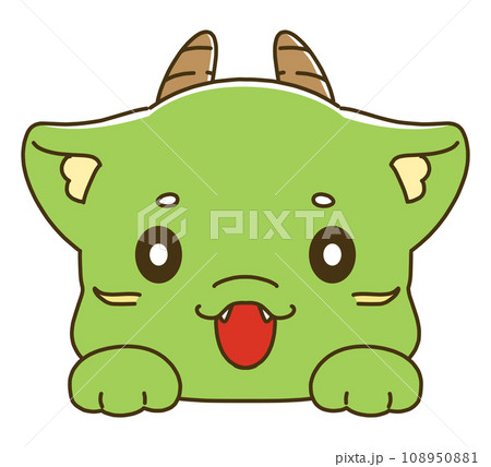 笑顔の龍のキャラクターの顔のイラスト素材 笑顔の龍のキャラクターの顔のイラスト素材 108950881