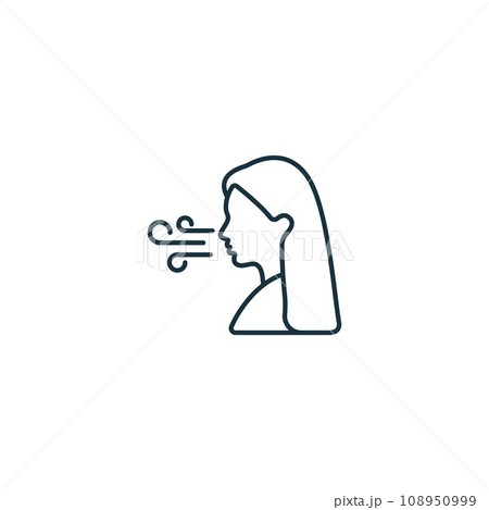 Breathing outline icon. Monochrome simple sign from mental health collection. Breathing icon for logo, templates, web design and infographics. 108950999