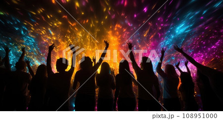 Crowd People Enjoying great music festival concert. Background Generative AI 108951000