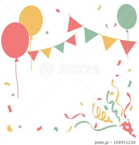 クラッカーと飛び出す紙吹雪、風船とガーラント クラッカーと飛び出す紙吹雪、風船とガーラント 108951230