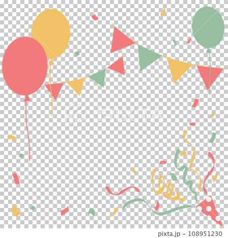 クラッカーと飛び出す紙吹雪、風船とガーラント クラッカーと飛び出す紙吹雪、風船とガーラント 108951230