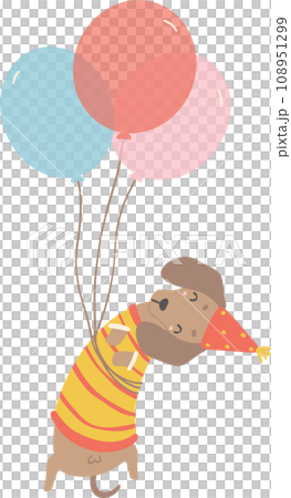 Birthday Dog, Cute Dachshund Sausage Dog with balloons , Festive and Playful Pet in Colorful Party Theme Birthday Dog, Cute Dachshund Sausage Dog with balloons , Festive and Playful Pet in Colorful Party Theme 108951299