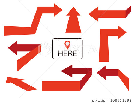 写真に貼り付けて使える道案内矢印のベクターイラストセット 写真に貼り付けて使える道案内矢印のベクターイラストセット 108951592
