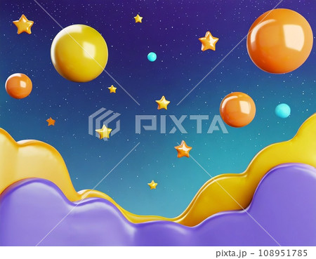 星と雲が舞う夜空の背景。CG風。AI生成画像。 108951785