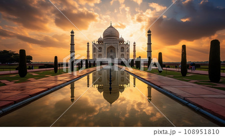 Taj Mahal India at sunset time 108951810
