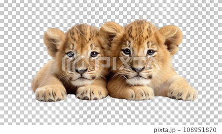 two kid lions on the transparent background 108951870
