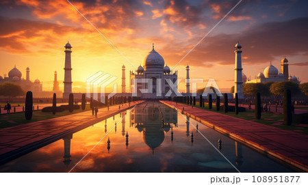 Taj Mahal India at sunset time Taj Mahal India at sunset time 108951877