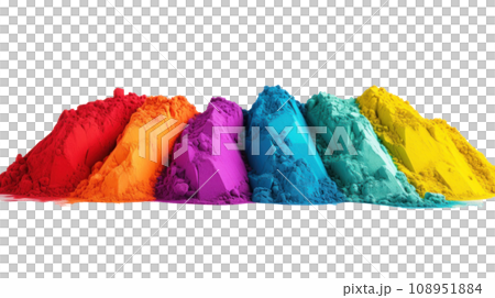 Holi colorful powder set on the transparent background Holi colorful powder set on the transparent background 108951884
