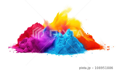 Holi colorful powder set on the transparent background Holi colorful powder set on the transparent background 108951886