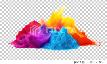 Holi colorful powder set on the transparent background Holi colorful powder set on the transparent background 108951886