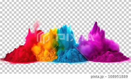Holi colorful powder set on the transparent background Holi colorful powder set on the transparent background 108951889