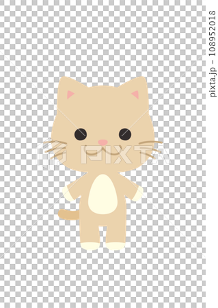 可愛い猫のイラスト　白背景　ベクター　全身 108952018