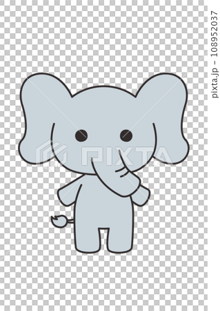 可愛的大象插畫,白色背景,主線,向量,全身 可愛的大象插畫,白色背景,主線,向量,全身 108952037