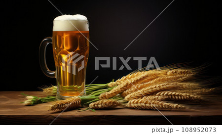 barley rice and beer glass barley rice and beer glass 108952073
