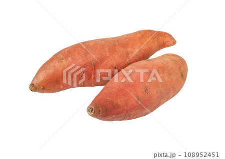 Sweet potato or sweetpotato two whole tubes isolated on white 108952451